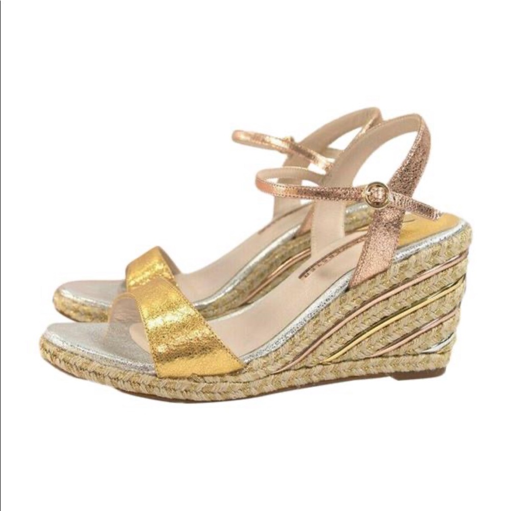 NIB Sophia Webster Lucita Metallic Wedge Espadrilles